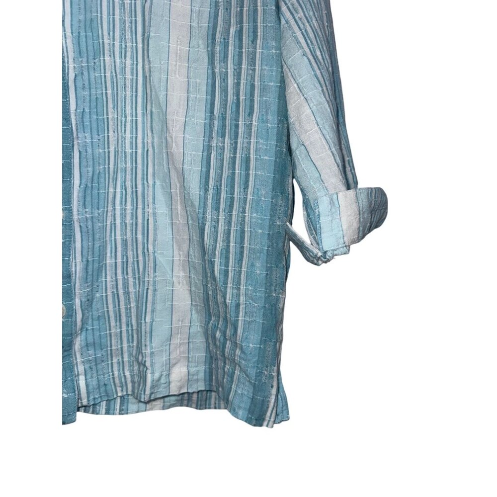 Shaver Lake Casuals Blue & White Striped Button-Up Shirt Womens XL Lightweight - Picture 3 of 6